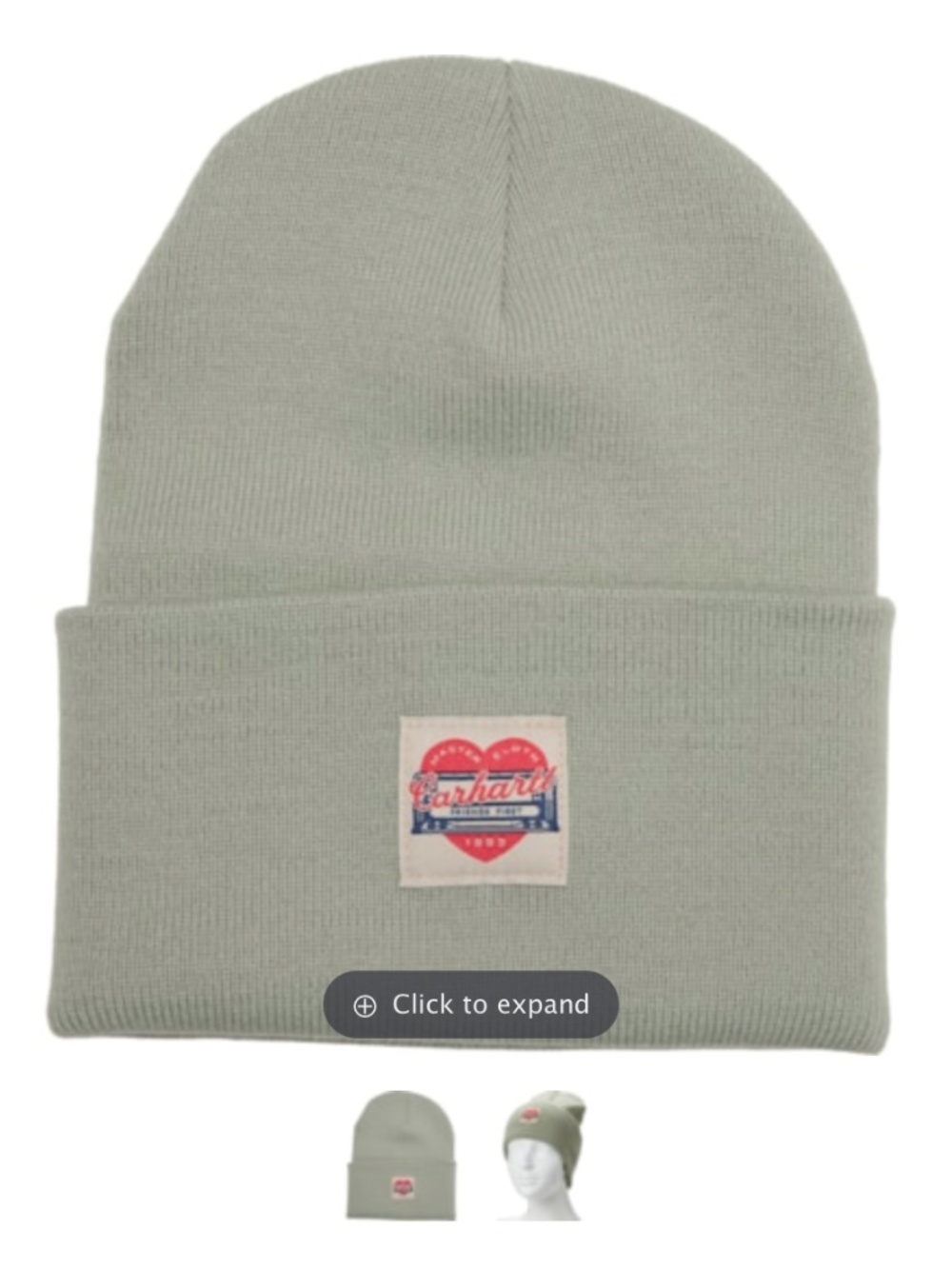 Carhartt Light Green Heart Patch Beanie